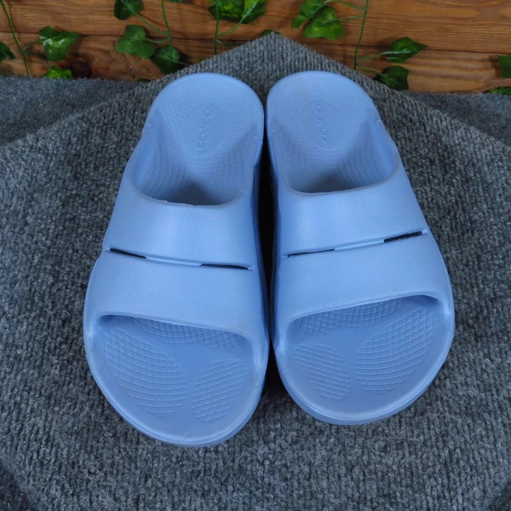 Oofos OOahh Women Recovery Slide Sandals Size 8 Post-Workout Blue Synthetic